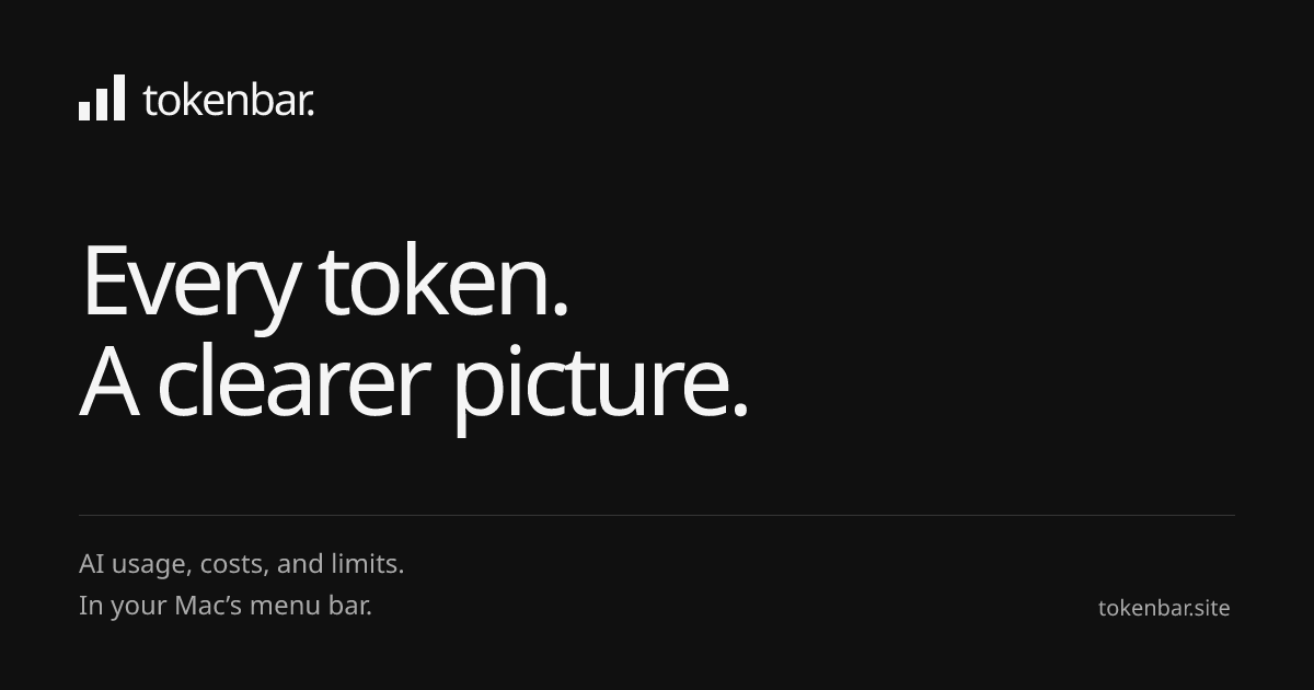 TokenBar | AI Usage Visibility and Spend Awareness for macOS